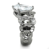 TK1534 - Stainless Steel Ring High polished (no plating) Women AAA Grade CZ Clear