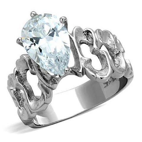 TK1534 - Stainless Steel Ring High polished (no plating) Women AAA Grade CZ Clear