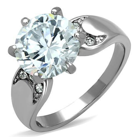 TK1536 - Stainless Steel Ring High polished (no plating) Women AAA Grade CZ Clear