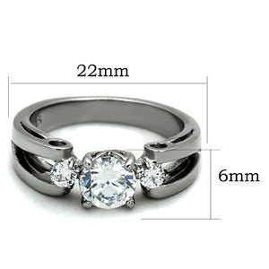 TK1537 - Stainless Steel Ring High polished (no plating) Women AAA Grade CZ Clear