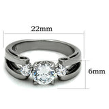 TK1537 - Stainless Steel Ring High polished (no plating) Women AAA Grade CZ Clear