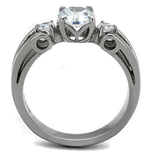 TK1537 - Stainless Steel Ring High polished (no plating) Women AAA Grade CZ Clear