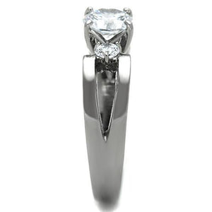 TK1537 - Stainless Steel Ring High polished (no plating) Women AAA Grade CZ Clear