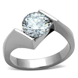 TK1538 - Stainless Steel Ring High polished (no plating) Women AAA Grade CZ Clear