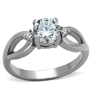 TK1539 - Stainless Steel Ring High polished (no plating) Women AAA Grade CZ Clear