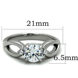 TK1539 - Stainless Steel Ring High polished (no plating) Women AAA Grade CZ Clear