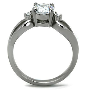 TK1539 - Stainless Steel Ring High polished (no plating) Women AAA Grade CZ Clear