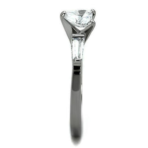 TK1541 - Stainless Steel Ring High polished (no plating) Women AAA Grade CZ Clear