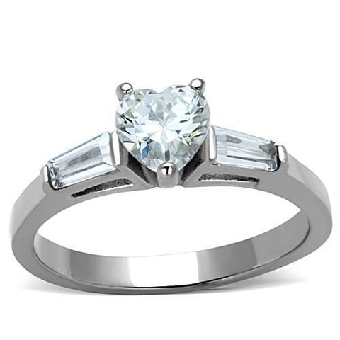 TK1541 - Stainless Steel Ring High polished (no plating) Women AAA Grade CZ Clear