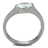 TK1542 - Stainless Steel Ring High polished (no plating) Women AAA Grade CZ Clear