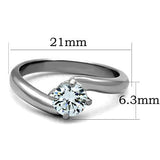 TK1543 - Stainless Steel Ring High polished (no plating) Women AAA Grade CZ Clear