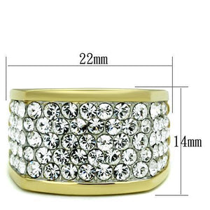 TK1545 - Stainless Steel Ring Two-Tone IP Gold (Ion Plating) Women Top Grade Crystal Clear