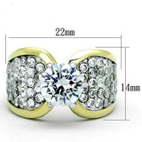 TK1547 - Stainless Steel Ring Two-Tone IP Gold (Ion Plating) Women AAA Grade CZ Clear