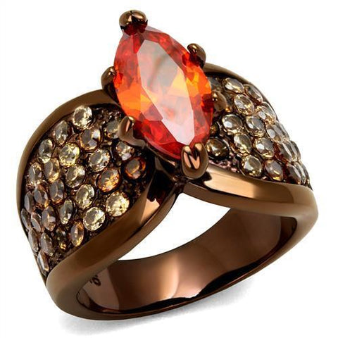 TK1548LC - Stainless Steel Ring IP Coffee light Women AAA Grade CZ Orange