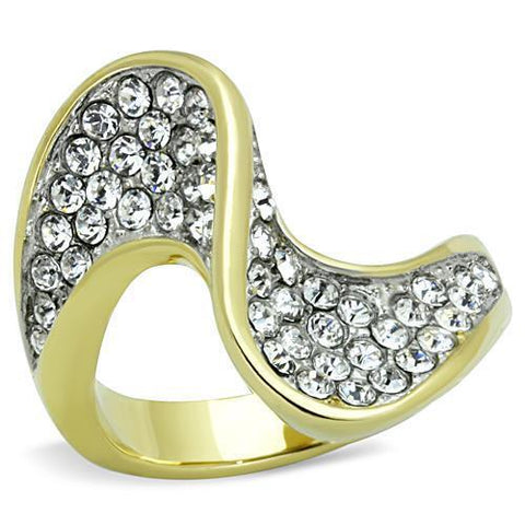 TK1549 - Stainless Steel Ring Two-Tone IP Gold (Ion Plating) Women Top Grade Crystal Clear