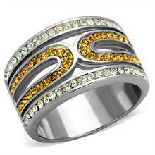 TK1555 - Stainless Steel Ring Two-Tone IP Gold (Ion Plating) Women Top Grade Crystal Topaz