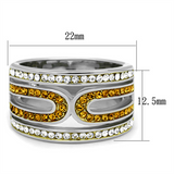 TK1555 - Stainless Steel Ring Two-Tone IP Gold (Ion Plating) Women Top Grade Crystal Topaz