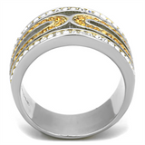 TK1555 - Stainless Steel Ring Two-Tone IP Gold (Ion Plating) Women Top Grade Crystal Topaz