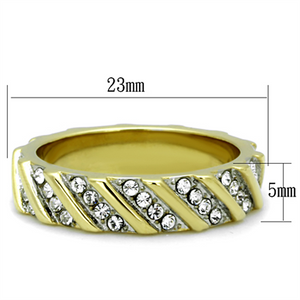 TK1557 - Stainless Steel Ring Two-Tone IP Gold (Ion Plating) Women Top Grade Crystal Clear