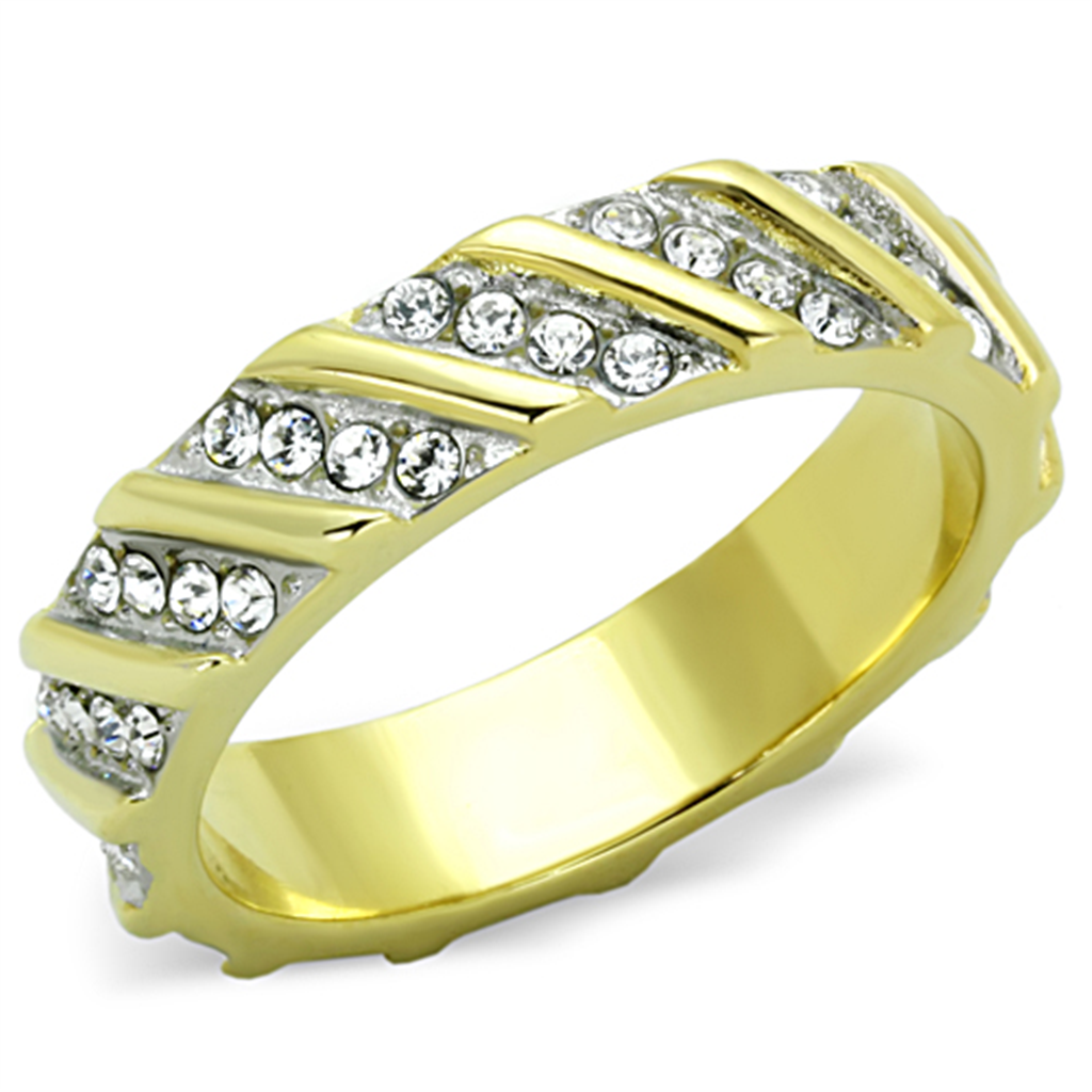TK1557 - Stainless Steel Ring Two-Tone IP Gold (Ion Plating) Women Top Grade Crystal Clear