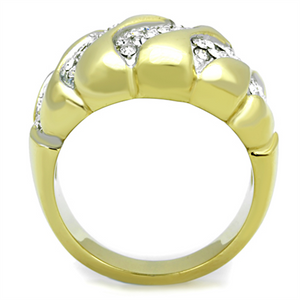 TK1559 - Stainless Steel Ring Two-Tone IP Gold (Ion Plating) Women Top Grade Crystal Clear
