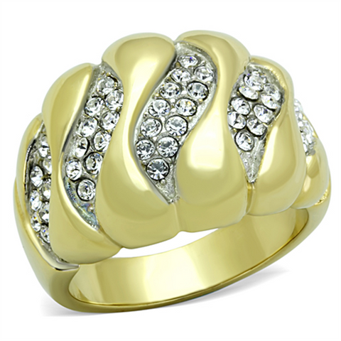 TK1559 - Stainless Steel Ring Two-Tone IP Gold (Ion Plating) Women Top Grade Crystal Clear