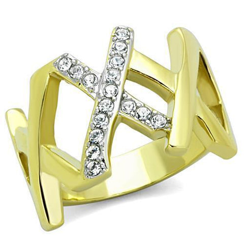 TK1560 - Stainless Steel Ring Two-Tone IP Gold (Ion Plating) Women Top Grade Crystal Clear