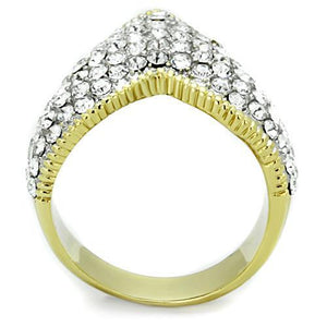 TK1562 - Stainless Steel Ring Two-Tone IP Gold (Ion Plating) Women Top Grade Crystal Clear