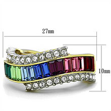 TK1575 - Stainless Steel Ring Two-Tone IP Gold (Ion Plating) Women Top Grade Crystal Multi Color