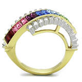 TK1575 - Stainless Steel Ring Two-Tone IP Gold (Ion Plating) Women Top Grade Crystal Multi Color