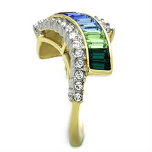 TK1575 - Stainless Steel Ring Two-Tone IP Gold (Ion Plating) Women Top Grade Crystal Multi Color