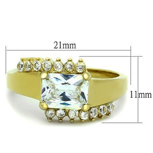 TK1588 - Stainless Steel Ring IP Gold(Ion Plating) Women AAA Grade CZ Clear