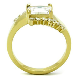 TK1588 - Stainless Steel Ring IP Gold(Ion Plating) Women AAA Grade CZ Clear