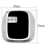 TK1598 - Stainless Steel Ring High polished (no plating) Men AAA Grade CZ Clear