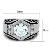 TK1606 - Stainless Steel Ring High polished (no plating) Men AAA Grade CZ Clear