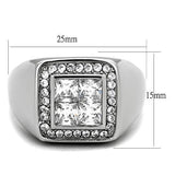 TK1608 - Stainless Steel Ring High polished (no plating) Men AAA Grade CZ Clear