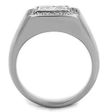 TK1608 - Stainless Steel Ring High polished (no plating) Men AAA Grade CZ Clear
