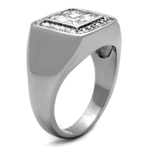 TK1608 - Stainless Steel Ring High polished (no plating) Men AAA Grade CZ Clear