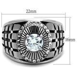 TK1614 - Stainless Steel Ring High polished (no plating) Men AAA Grade CZ Clear