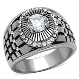 TK1614 - Stainless Steel Ring High polished (no plating) Men AAA Grade CZ Clear