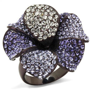 TK1618DC - Stainless Steel Ring IP Dark Brown (IP coffee) Women Top Grade Crystal Multi Color