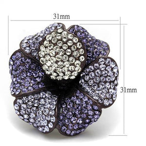 TK1618DC - Stainless Steel Ring IP Dark Brown (IP coffee) Women Top Grade Crystal Multi Color