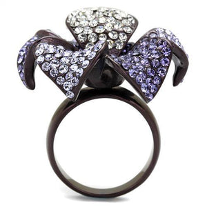 TK1618DC - Stainless Steel Ring IP Dark Brown (IP coffee) Women Top Grade Crystal Multi Color
