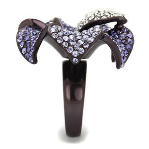 TK1618DC - Stainless Steel Ring IP Dark Brown (IP coffee) Women Top Grade Crystal Multi Color