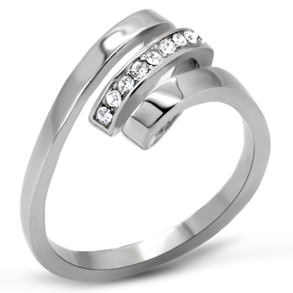 TK161 - Stainless Steel Ring High polished (no plating) Women Top Grade Crystal Clear