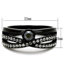 TK1620 - Stainless Steel Ring IP Black(Ion Plating) Women Top Grade Crystal Hematite