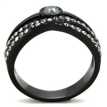 TK1620 - Stainless Steel Ring IP Black(Ion Plating) Women Top Grade Crystal Hematite