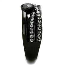 TK1620 - Stainless Steel Ring IP Black(Ion Plating) Women Top Grade Crystal Hematite