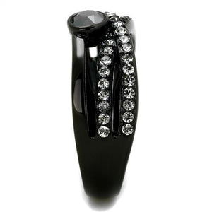 TK1620 - Stainless Steel Ring IP Black(Ion Plating) Women Top Grade Crystal Hematite
