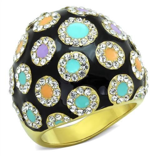 TK1625 - Stainless Steel Ring IP Gold(Ion Plating) Women Top Grade Crystal Clear